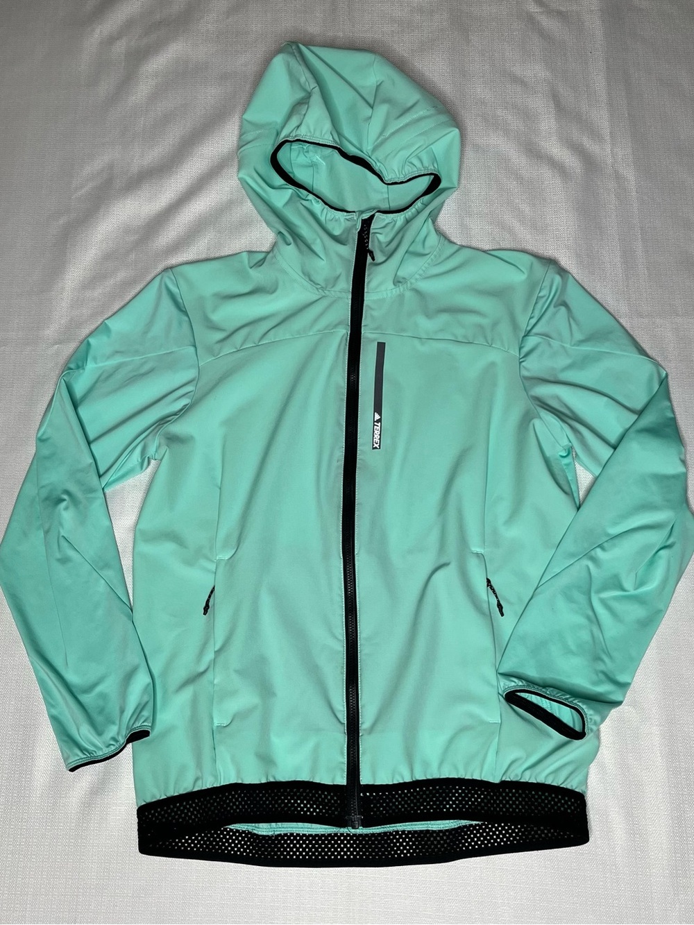 adidas Terrex Hooded Mint Green Lightweight Outdoor Performance Running Jacket